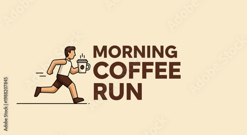 Energetic Person Embracing Morning Ritual: Coffee Run Graphic For Fresh Start