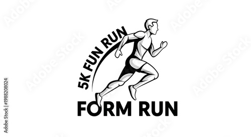Energetic Running Motif for a 5K Fun Run, Ideal for Fitness and Health Event Promotion