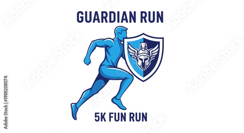 Energetic Protector Running a 5K Fun Run with Shield Ready to Compete and Win