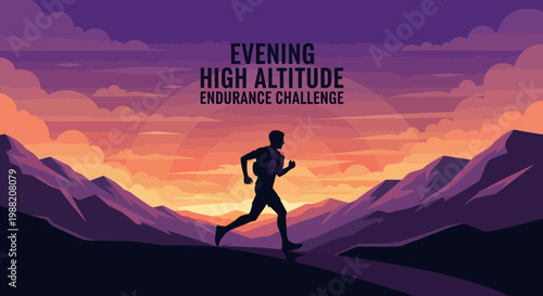 Evening Ascent: High Altitude Endurance Challenge Depicting Runner Under Dramatic Sky