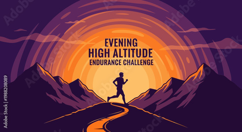 Evening Ascent Endurance: Conquer High Altitude Challenge Under a Sunset Sky Vision