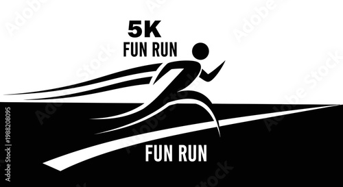 Energetic Running Runner Silhouette Depicting A 5K Fun Run Event Competition