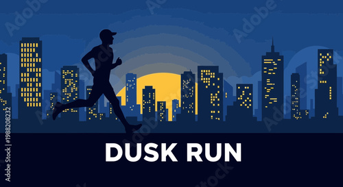 Evening City Runner Silhouette Showcasing A Healthy Lifestyle In Metropolitan Scenery