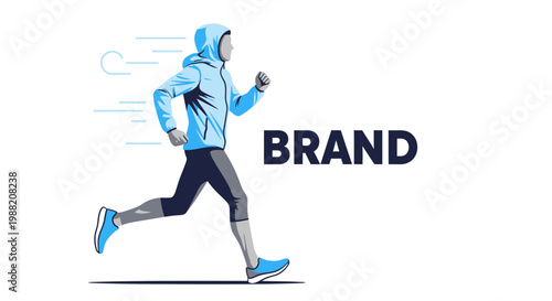 Energetic Runner Representing Brand Identity in Dynamic Illustrated Artwork