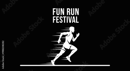 Energetic Runner Silhouette Advertising Vibrant Fun Run Festival Event Promotion Display