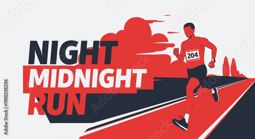 Evening Competition Concept Design: A Runner Embarks on a Midnight Race Across the Road