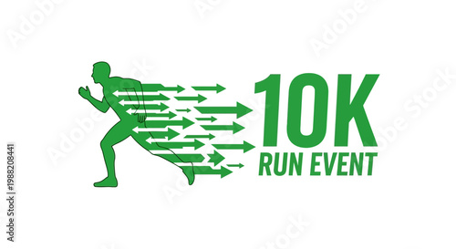 Energetic Runner Silhouette Representing 10K Run Event Design on White Background