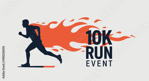 Energetic Runner Silhouette Representing a 10K Run Event Fitness Pursuit Victory