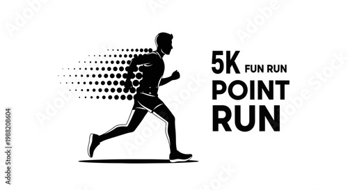 Energetic Silhouette Of Runner Participating In A 5K Fun Run Concept Design