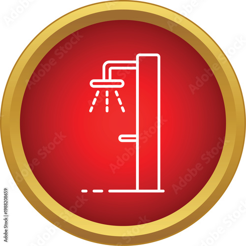 Shower icon representing bathing, cleaning, and personal hygiene in a circular button