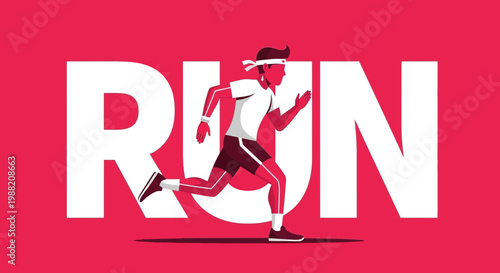 Energetic Runner Silhouetted Against a Bold Red Background Demonstrates Athleticism