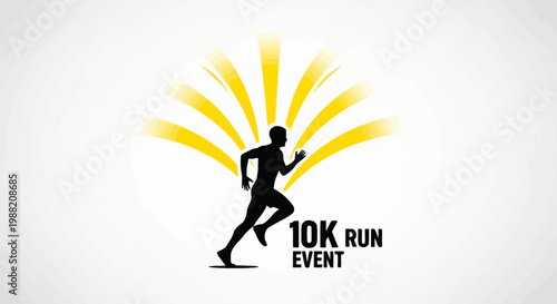Energetic Silhouette of Runner Representing 10K Run Event Fitness Competition