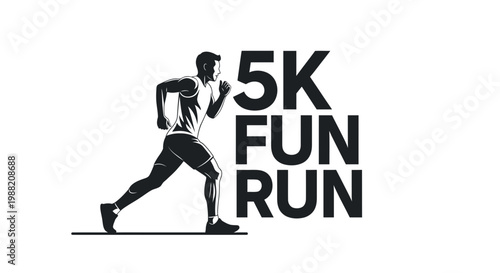 Energetic Silhouette Runner Design for 5K Fun Run Event Promotion Visuals