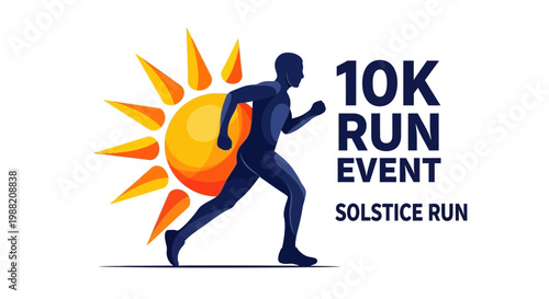 Energetic Runner Silhouetted Against a Radiant Sun Symbolizing a 10K Run Event