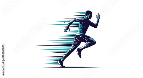 Energetic Sprinter Silhouetted in Motion Achieving Peak Performance and Speed Visualization
