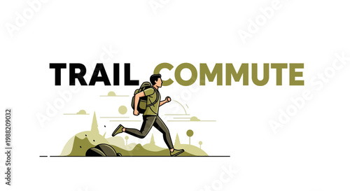 Energetic Trail Commute Illustration Showing Outdoor Activity and Healthy Lifestyle
