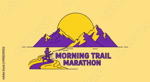 Energetic Trail Race Depicted With Vibrant Colors And Athletic Silhouette Illustration