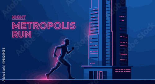 Evening Metropolis Run Depicting Fitness Amidst Urban Architectural Marvels At Night