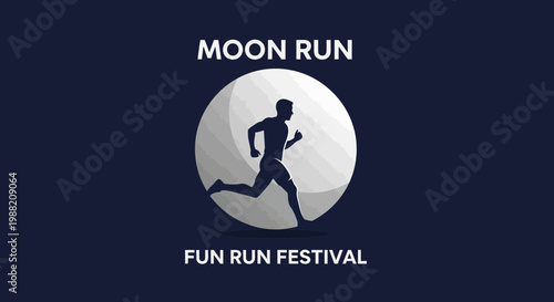 Evening Moonlit Run Silhouette Poster for Fun Race Fitness Enthusiasts Festival