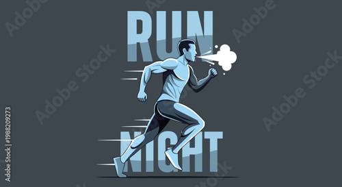 Evening Runner Illustration Depicting Healthy Lifestyle and Energetic Exercise