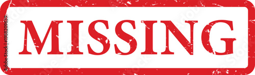 Missing rubber stamp vector illustration with grunge effect.