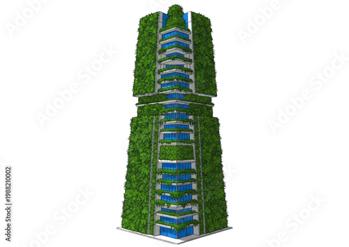 Futuristic Eco-Tower with Vertical Gardens and Sustainable Architecture Design