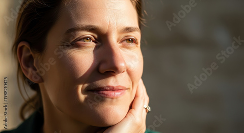 Woman in contemplative pose with soft natural lighting