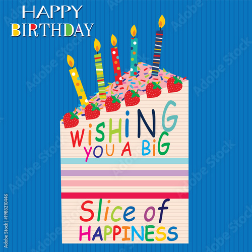 Happy birthday card with cake and candles