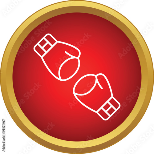 Pair of boxing gloves representing fight competition in a round red icon