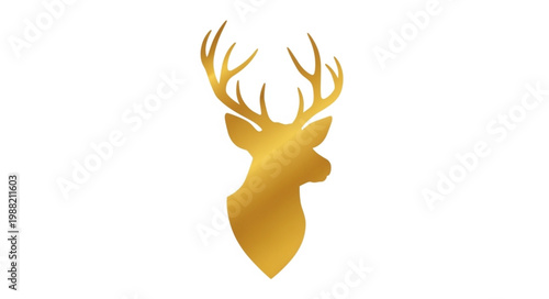 Golden Deer Head Silhouette with Antlers.