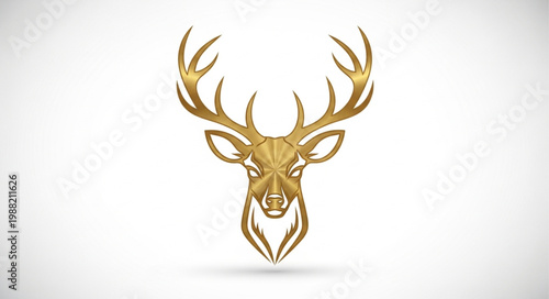 Golden Deer Head Silhouette with Antlers.