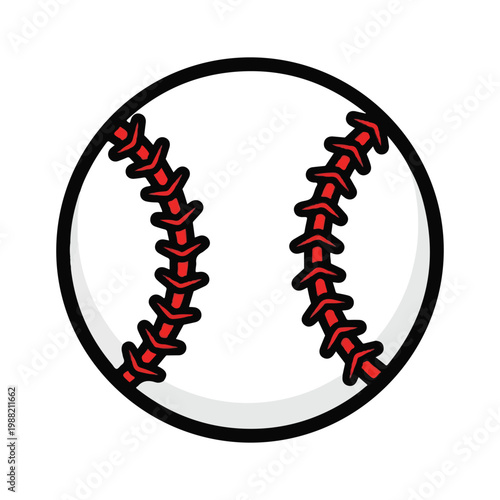 Baseball ball with red stitching on white background isolated.
