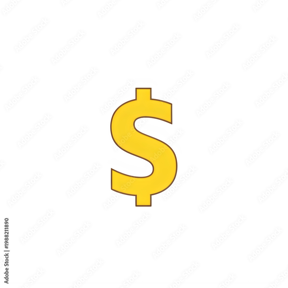 Fototapeta premium Bright yellow dollar sign symbol illustration Transparent Background png.