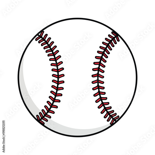 Baseball ball with red stitching on white background isolated.