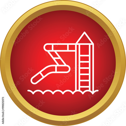 Water slide and ladder structure entering a swimming pool