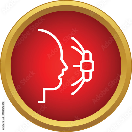 Profile human face undergoing recognition scan for identity security