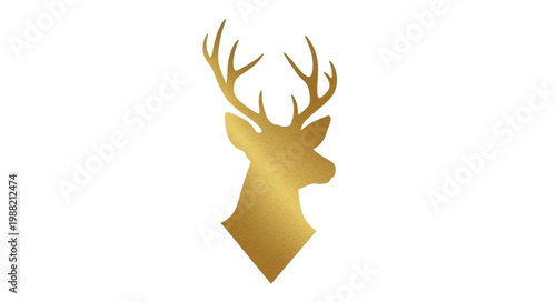 Golden Deer Head Silhouette Elegant Symbol.