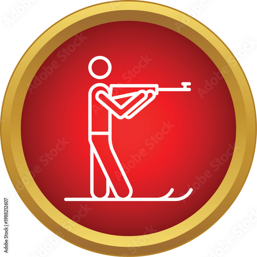 Athlete icon showing a biathlete skiing and shooting in a red circular frame