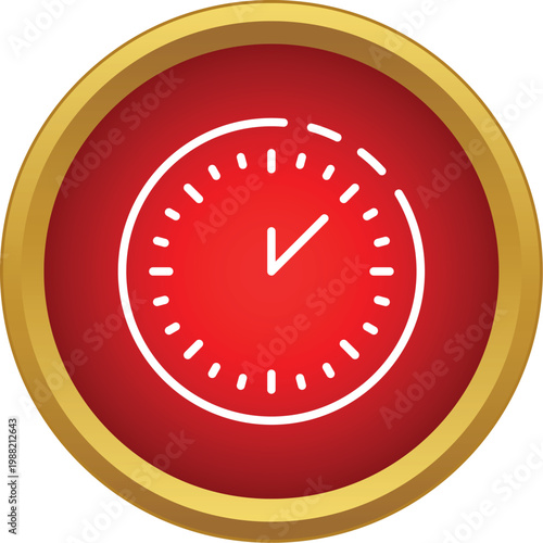Red circle icon outlining a stop watch measuring time