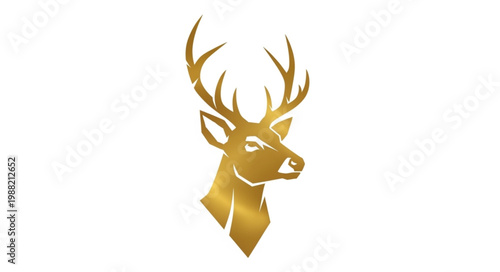 Golden Deer Head Silhouette Logo Design.