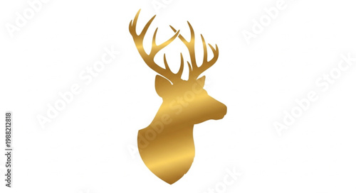 Golden Deer Head Silhouette Majestic Antlers Elegant Wildlife.