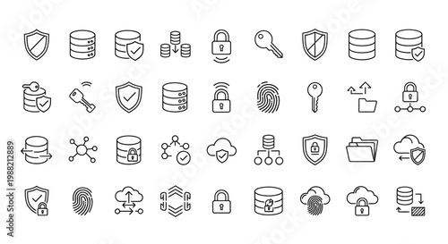 Security icons and protection symbols.