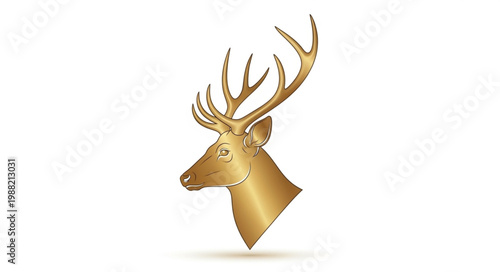 Golden Deer Head Silhouette with Antlers.