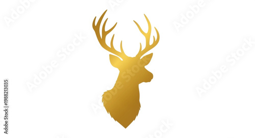 Golden Deer Head Silhouette with Antlers.