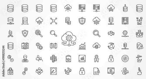 Various business and technology icons.