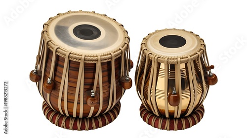 Traditional tabla drums isolated on white background indian musical instrument