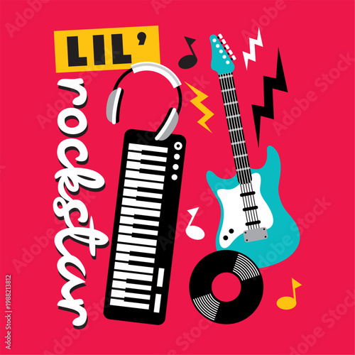 Rockstar set illustration graphic hand drawn design  