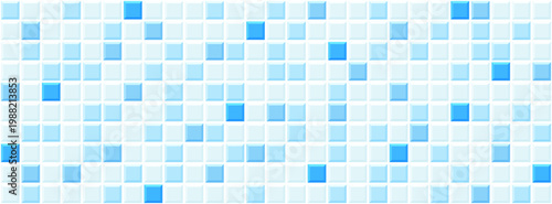 Swimming pool and bathroom ceramic tile, horizontal seamless pattern for, kitchen, toilet room. Light blue small square mosaic for wall, floor, backsplash, interior surface, clean vector illustration