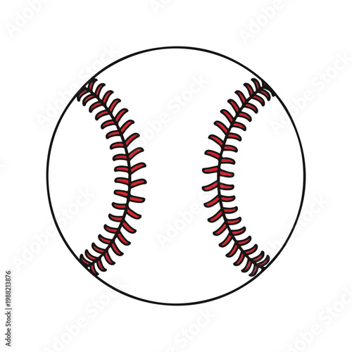 Baseball ball with red stitching on white background isolated.