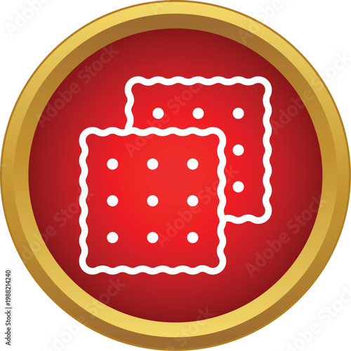 Two saltine crackers displayed in a minimal flat icon style